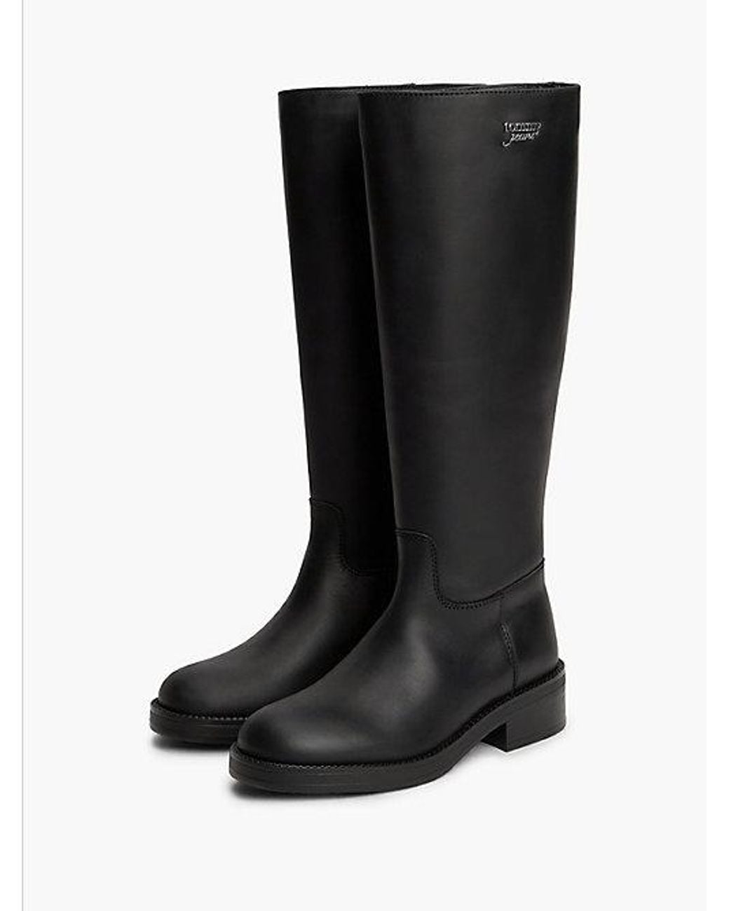 Tommy Hilfiger Black Tommy Jeans Leather Soft Sole Knee High Boots