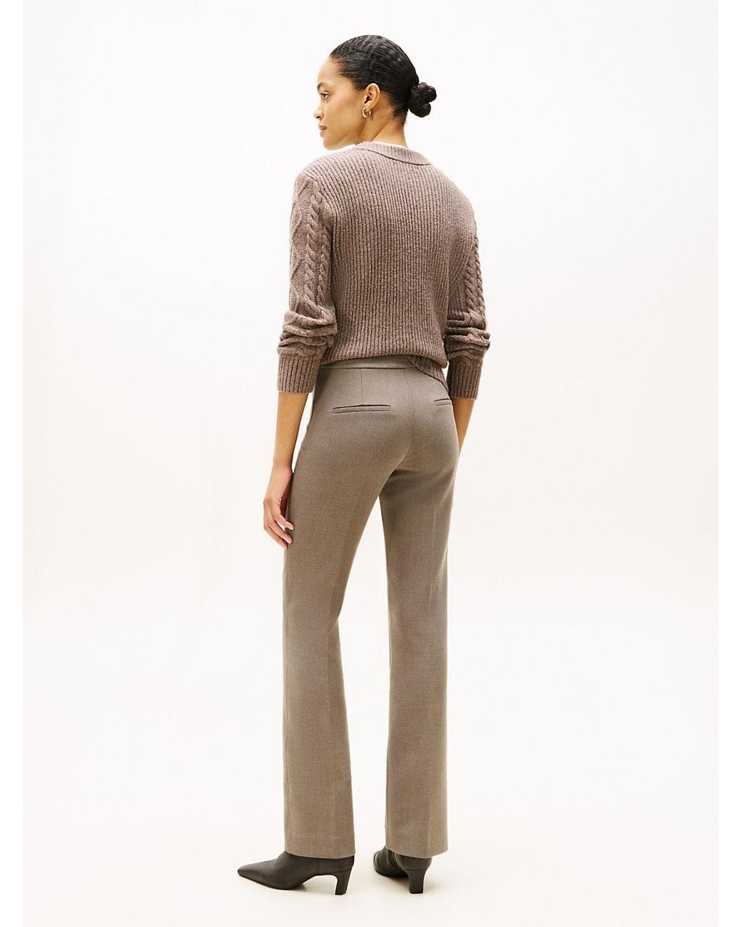 Tommy Hilfiger Natural Pressed Crease Kick Flare Trousers