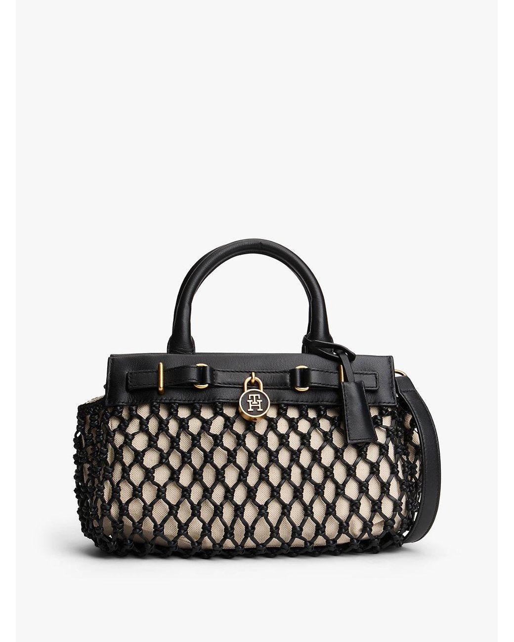 Tommy Hilfiger Black The American Icon Macrame Tote Bag