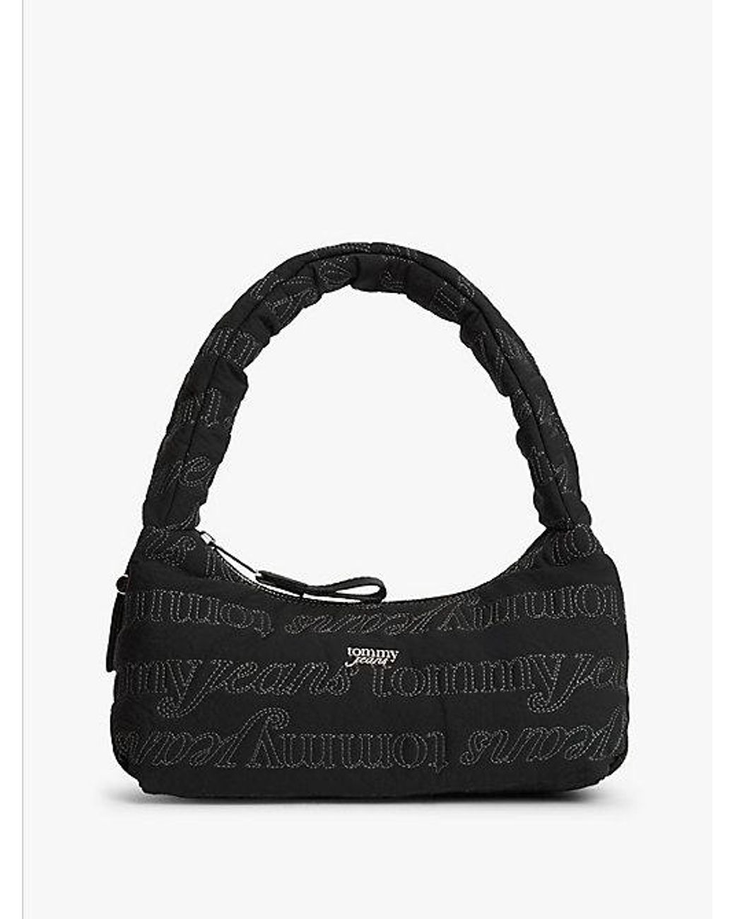 Tommy Hilfiger Black Repeat Logo Embroidery Shoulder Bag