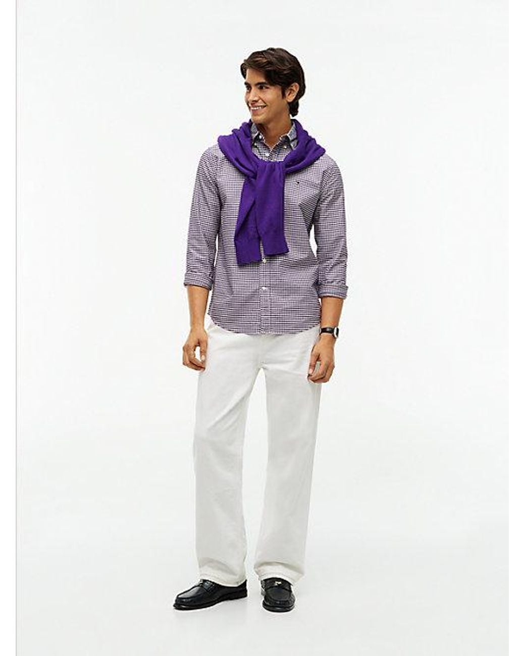 Tommy Hilfiger Purple Regular Fit Gingham Check Oxford Shirt for men