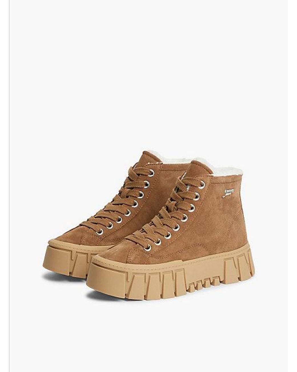 Tommy Hilfiger Brown Tommy Jeans Suede Warm Lined Platform Trainers