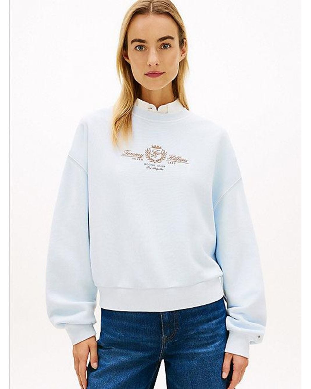 Tommy Hilfiger White Crest Embroidery Relaxed Terry Sweatshirt