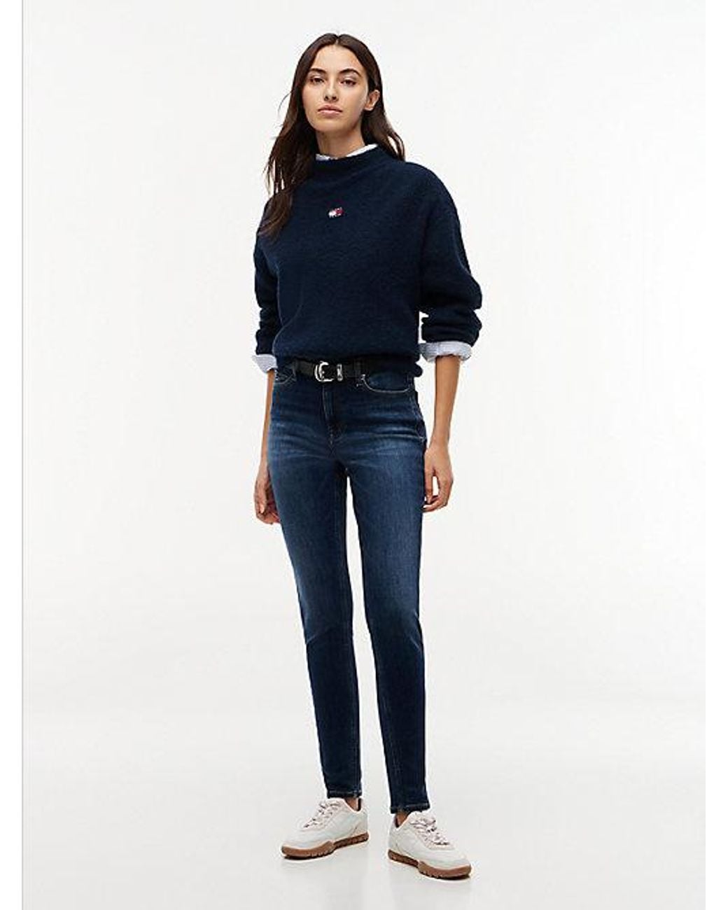 Tommy Hilfiger Blue Tommy Jeans Nora Mid Rise Skinny Whiskered Jeans