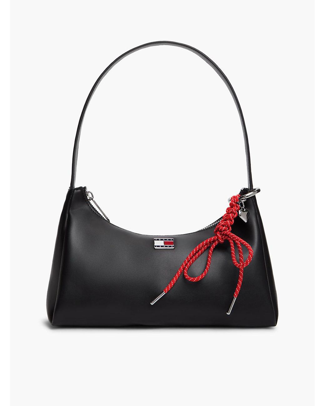 Tommy Hilfiger Black Logo Charm Shoulder Bag