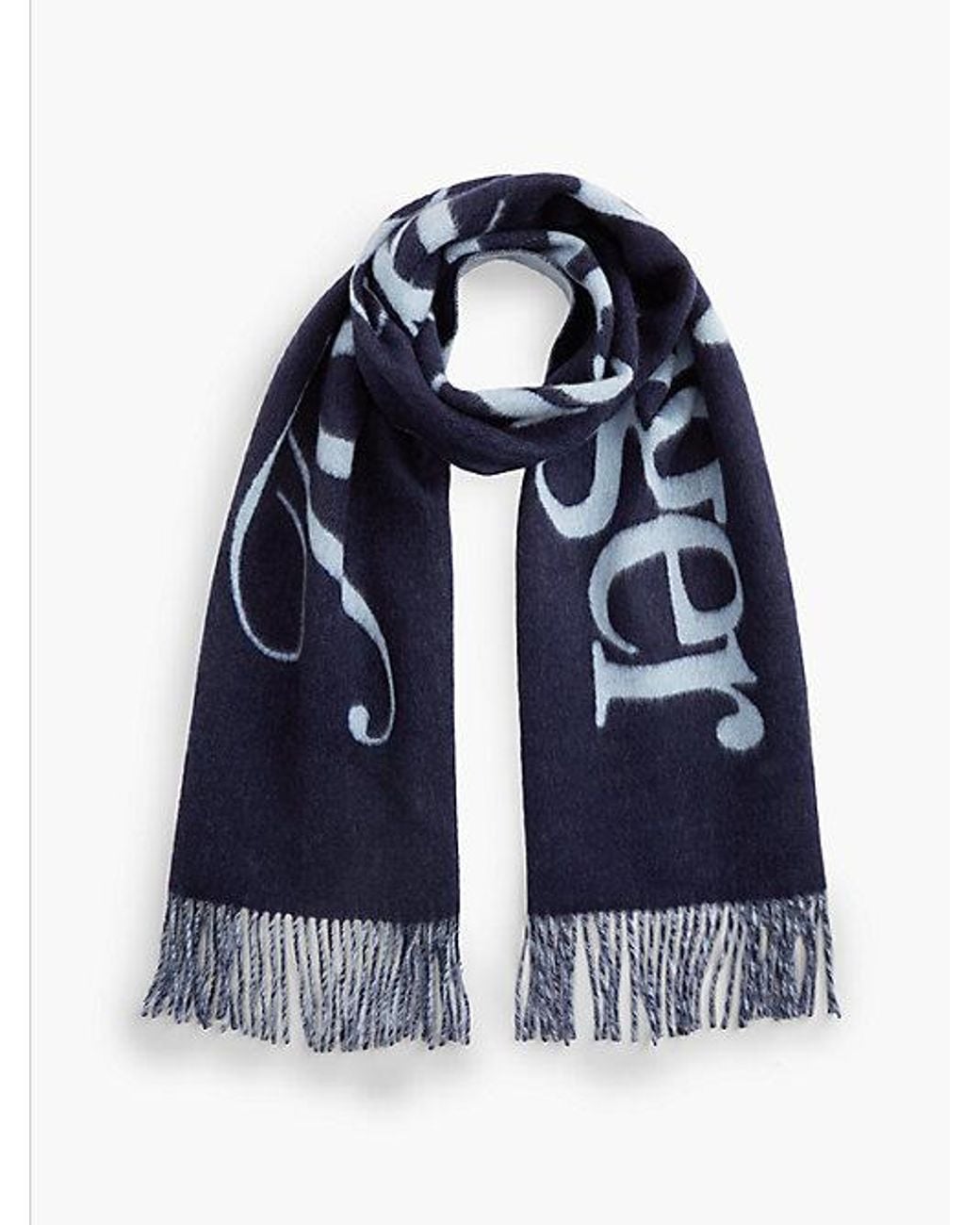 Tommy Hilfiger Blue Pure Wool Woven Logo Scarf