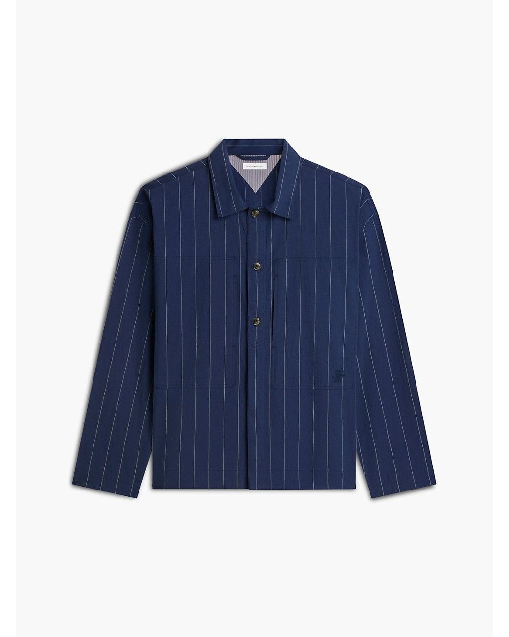 Tommy Hilfiger Blue Relaxed Fit Pinstripe Paper Touch Overshirt for men