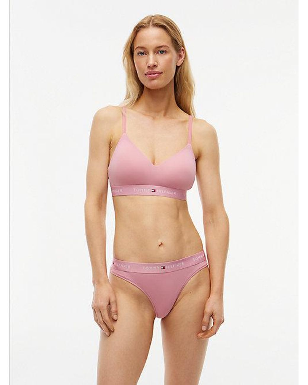 Tommy Hilfiger Pink Signature Logo Microfibre Thong