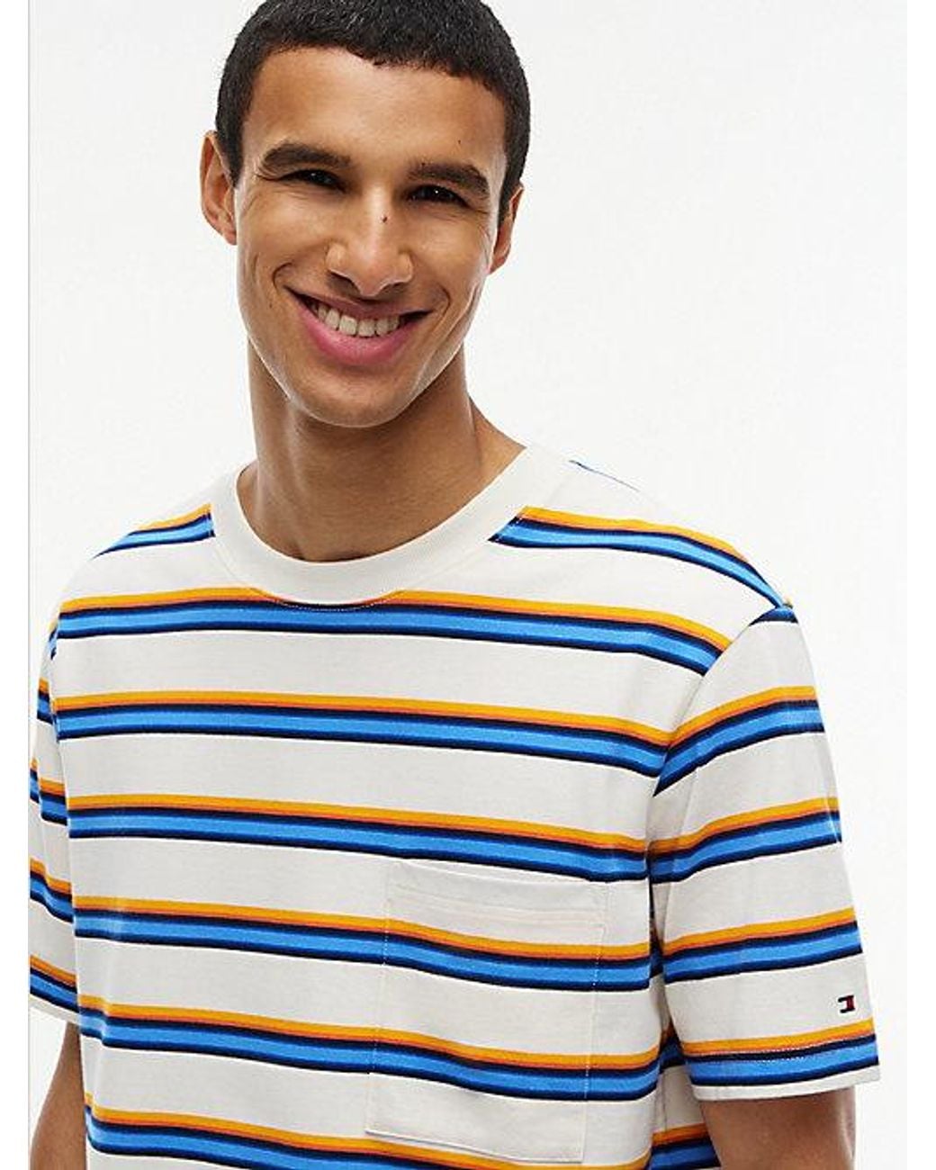 Tommy Hilfiger Blue Mixed Stripe Relaxed Jersey T-Shirt for men