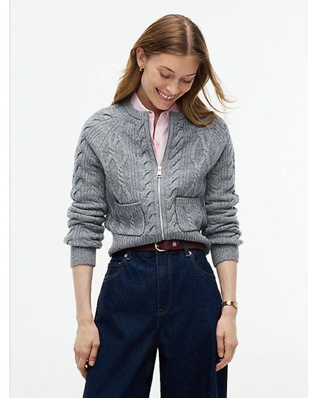 Tommy Hilfiger Blue Wool Blend Cable Knit Slim Cardigan