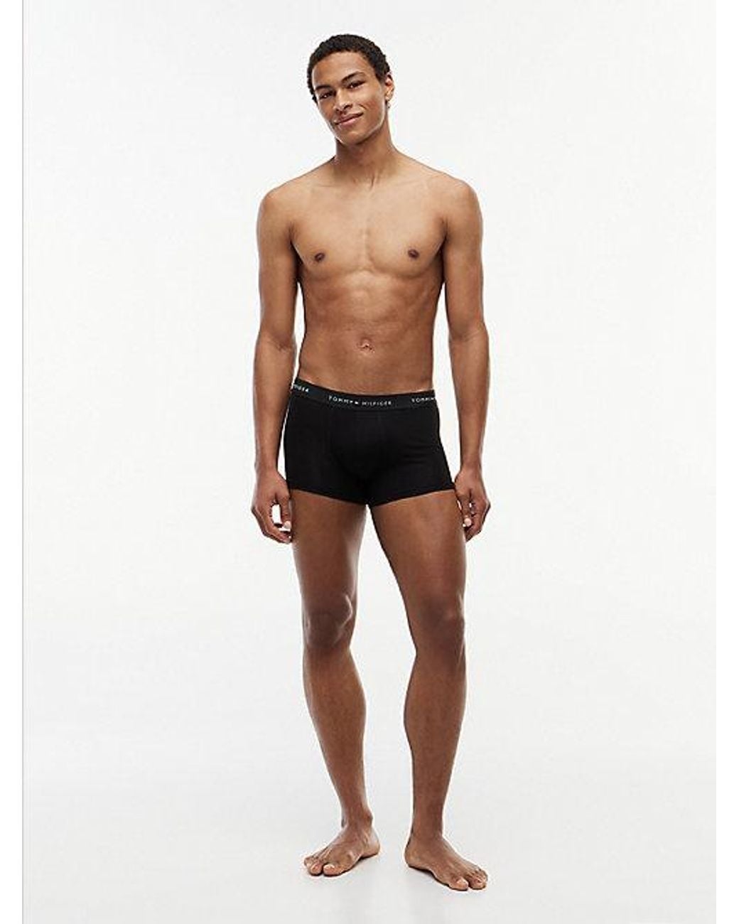 Tommy Hilfiger Black 3-Pack Signature Logo Contrast Waistband Trunks for men