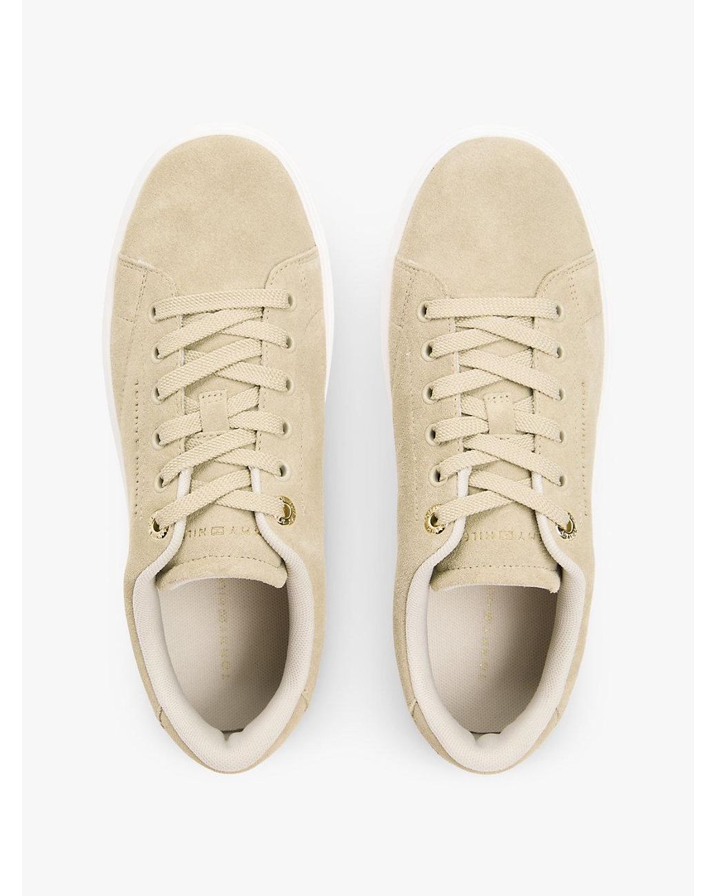 Tommy Hilfiger White Suede Metallic Logo Cupsole Trainers