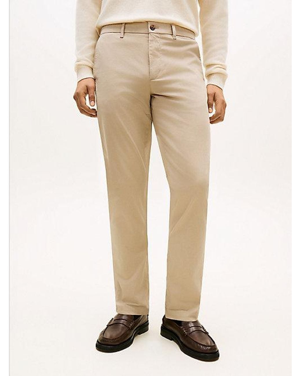 Tommy Hilfiger Natural Denton Textured Print Straight Leg Chinos for men