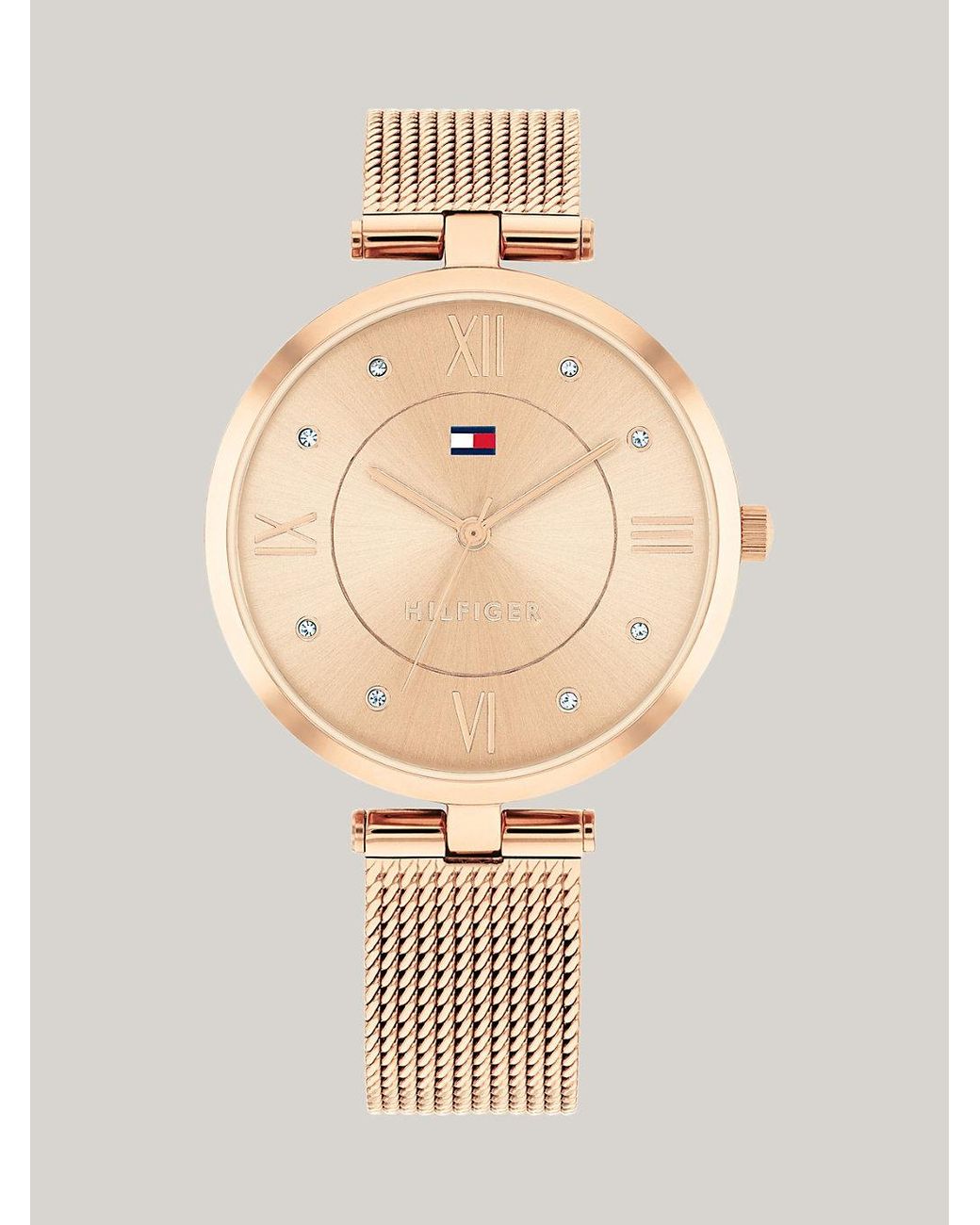 Tommy Hilfiger Ionic Rose Gold-plated Mesh Bracelet Watch in White