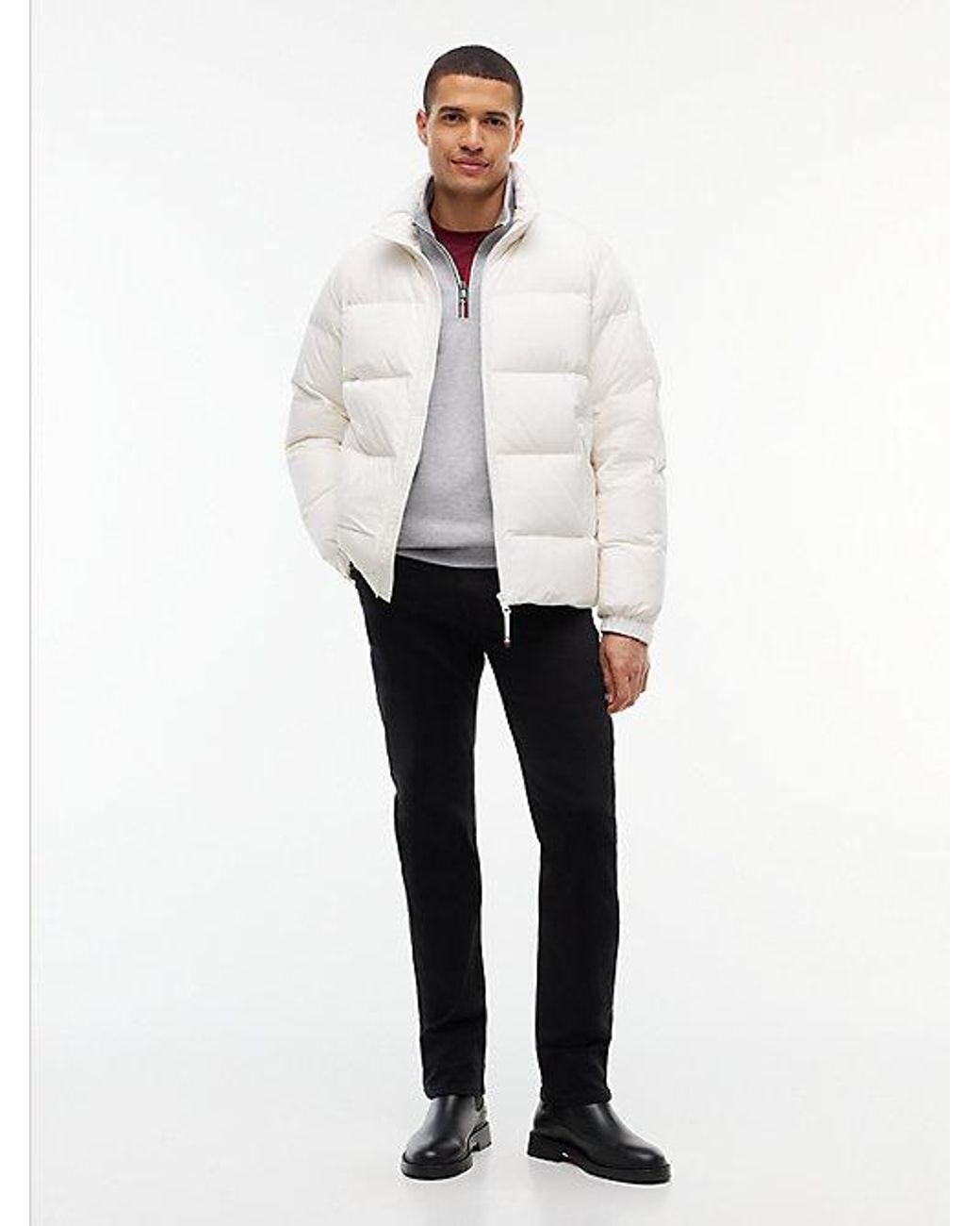 Tommy Hilfiger White Logo Patch Down Puffer Jacket for men