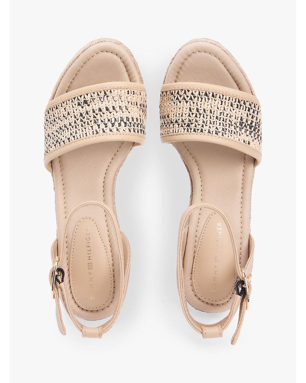 Tommy Hilfiger Natural Raffia Strap High Wedge Espadrilles