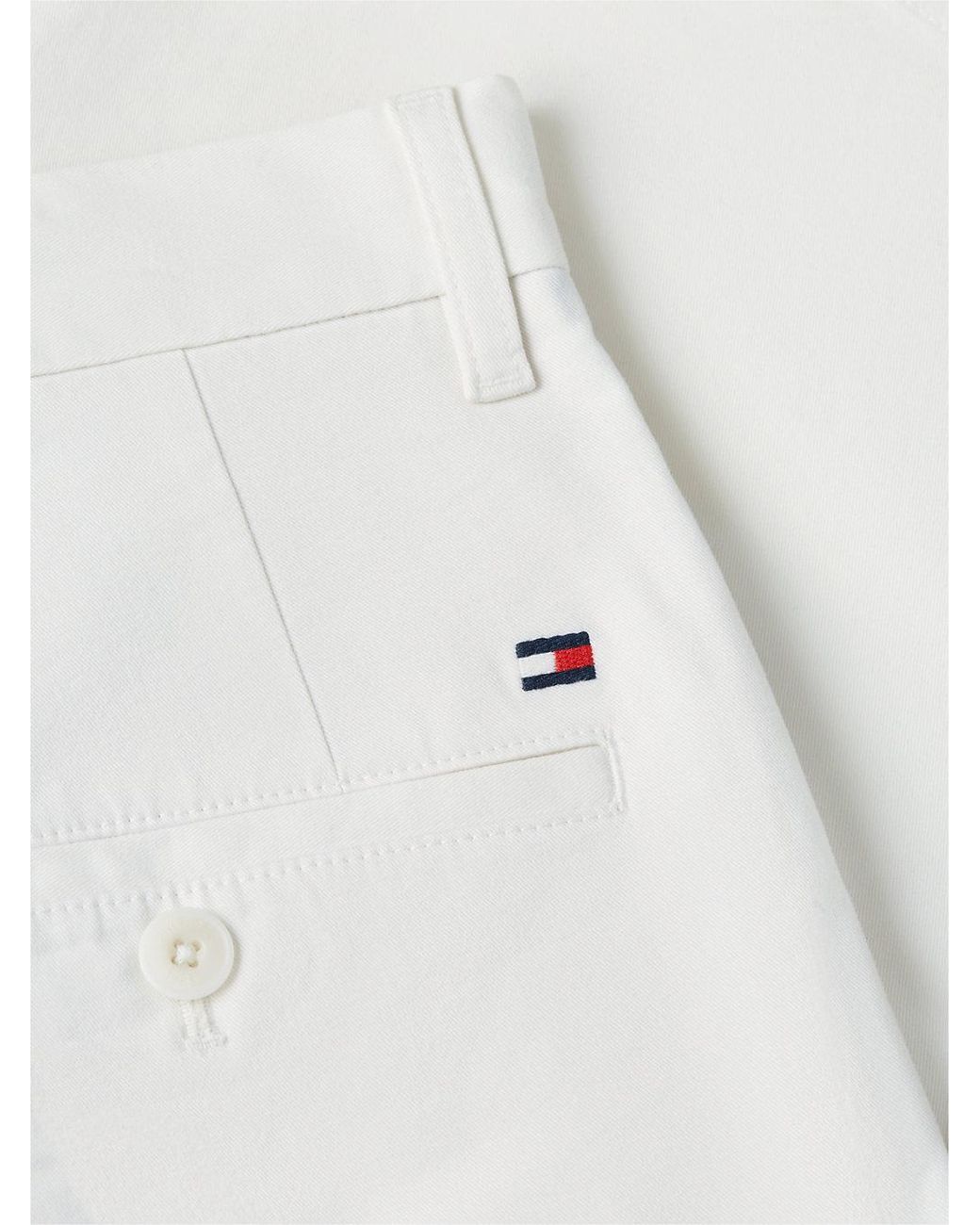 Tommy Hilfiger White Denton Twill Straight Fit Chino Shorts for men