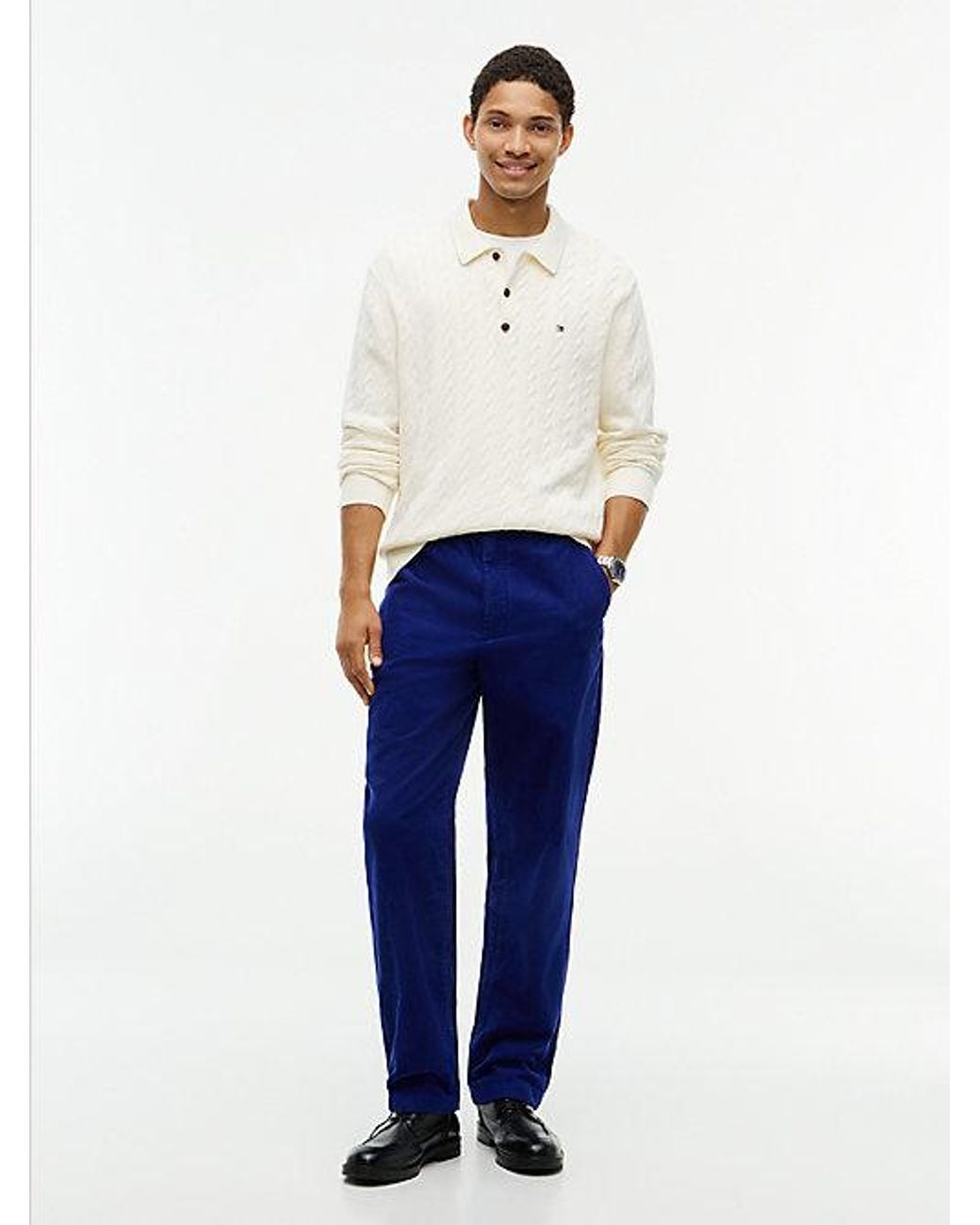 Tommy Hilfiger Blue Dover Regular Straight Elasticated Corduroy Chinos for men