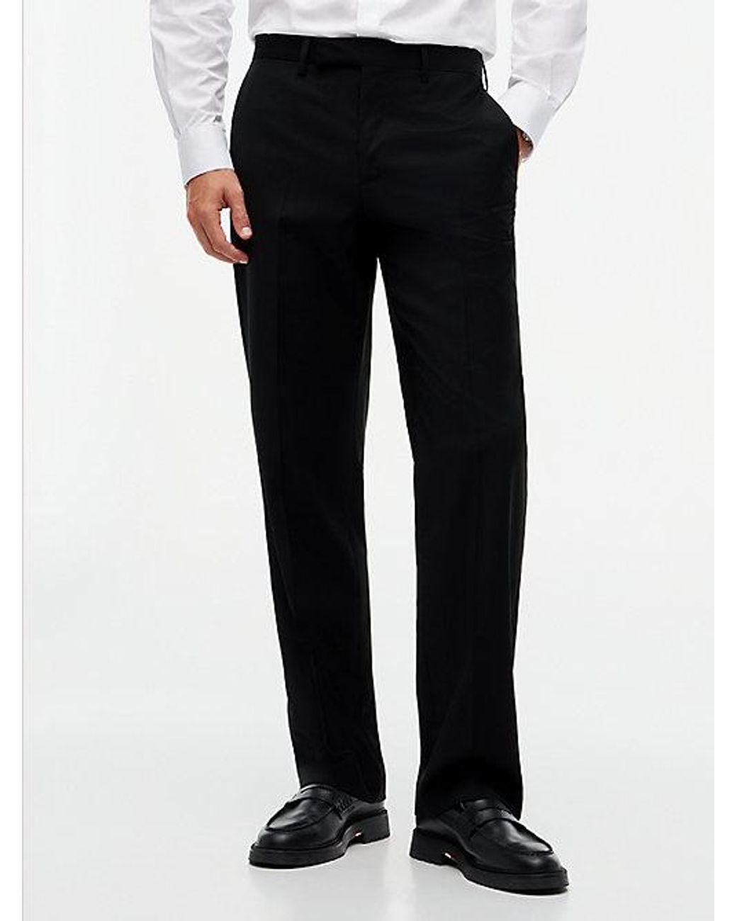 Tommy Hilfiger Black Pure Wool Twill Trousers for men