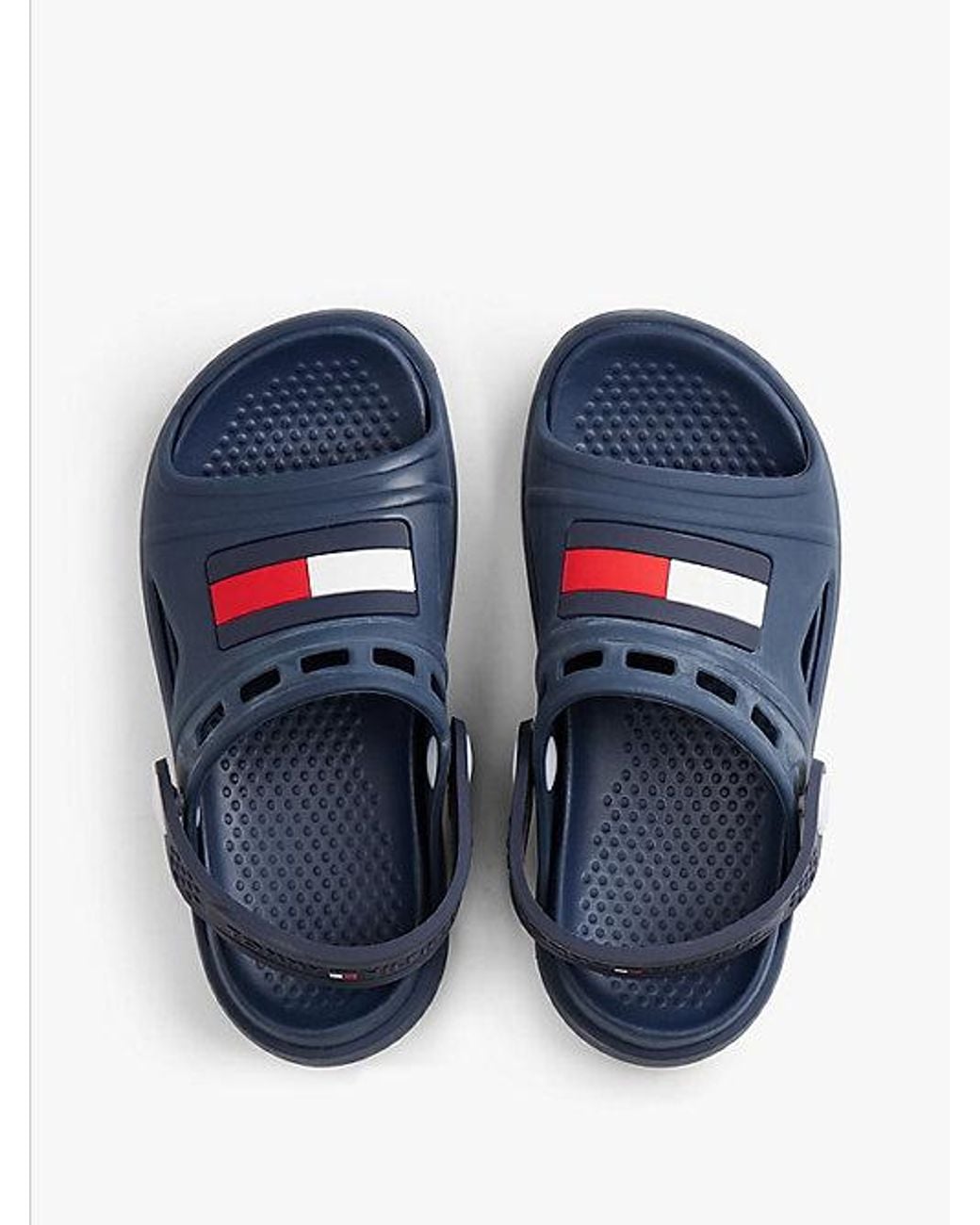 Tommy Hilfiger Blue Rubberised Flag Heel Strap Sandals