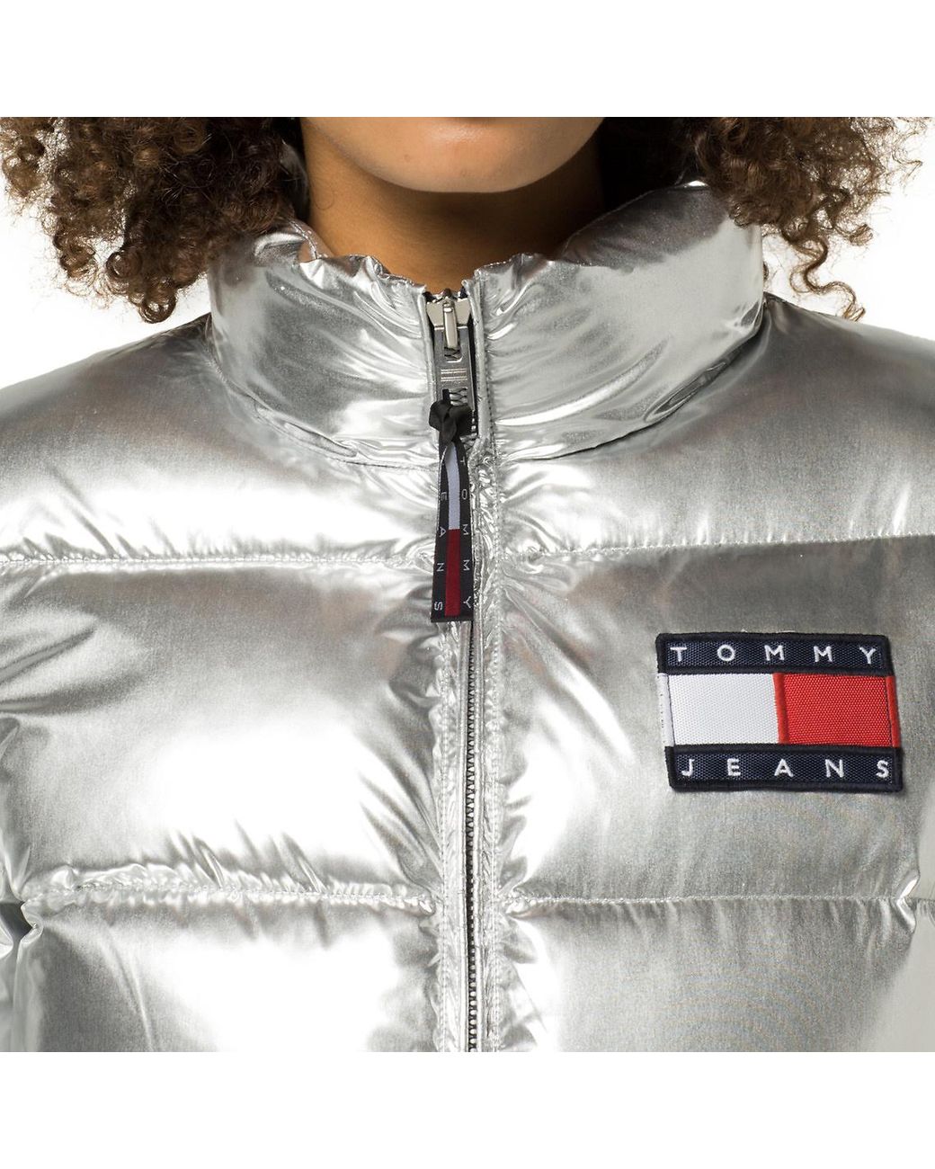 tommy hilfiger silver puffer
