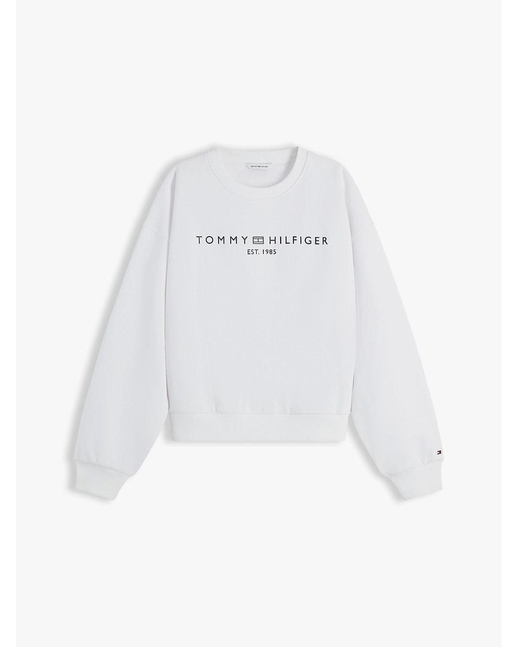 Tommy Hilfiger White Logo Relaxed Fleece Sweatshirt