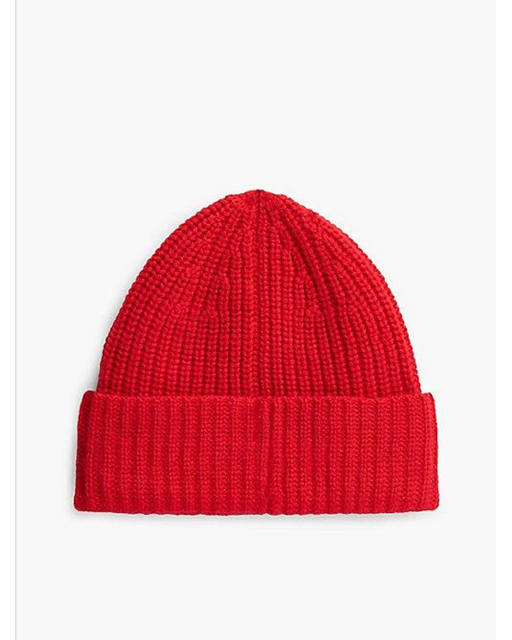 Tommy Hilfiger Red Pure Wool Chunky Rib Knit Beanie for men