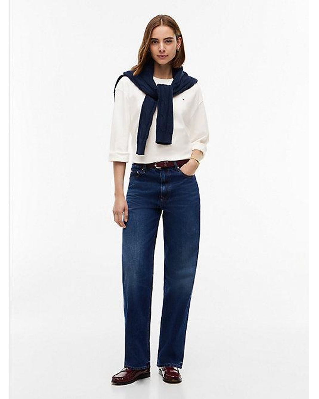 Tommy Hilfiger White Interlock Knit Relaxed Long Sleeve T-Shirt