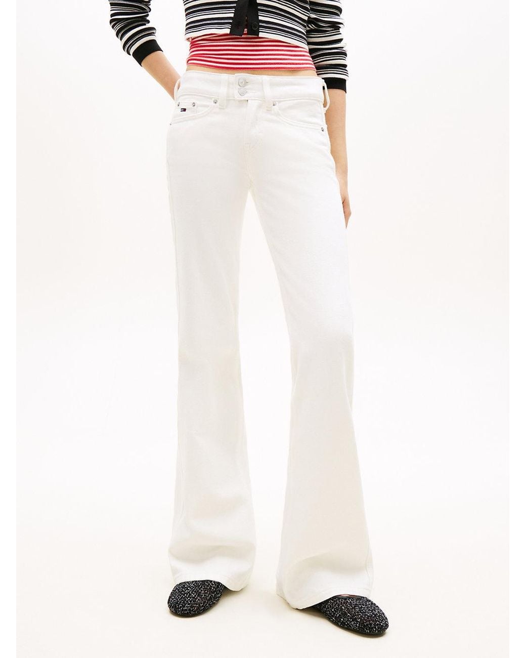 Tommy Hilfiger White Low Rise Bootcut Jeans