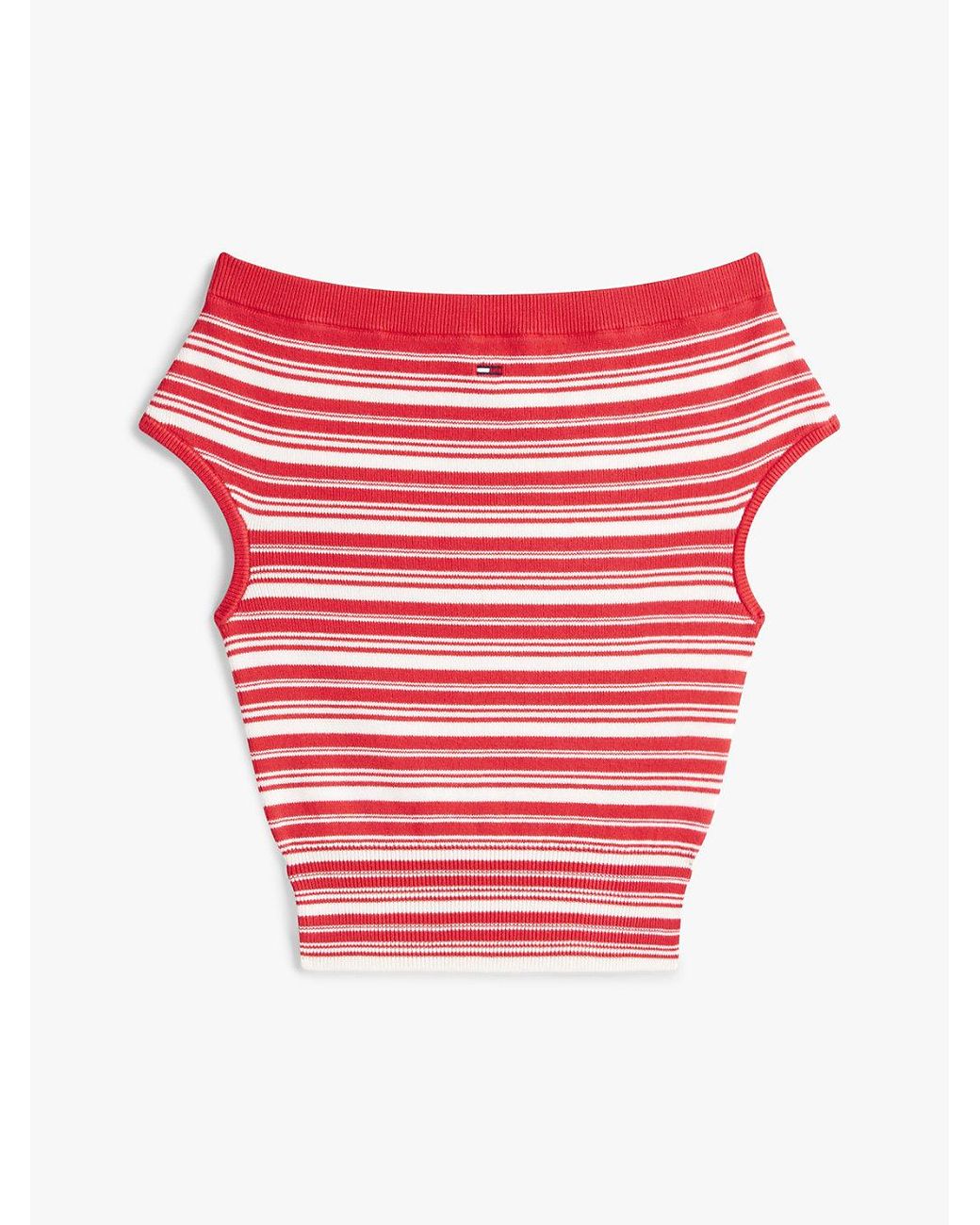 Tommy Hilfiger Red Stripe Off-the-shoulder Slim Jumper