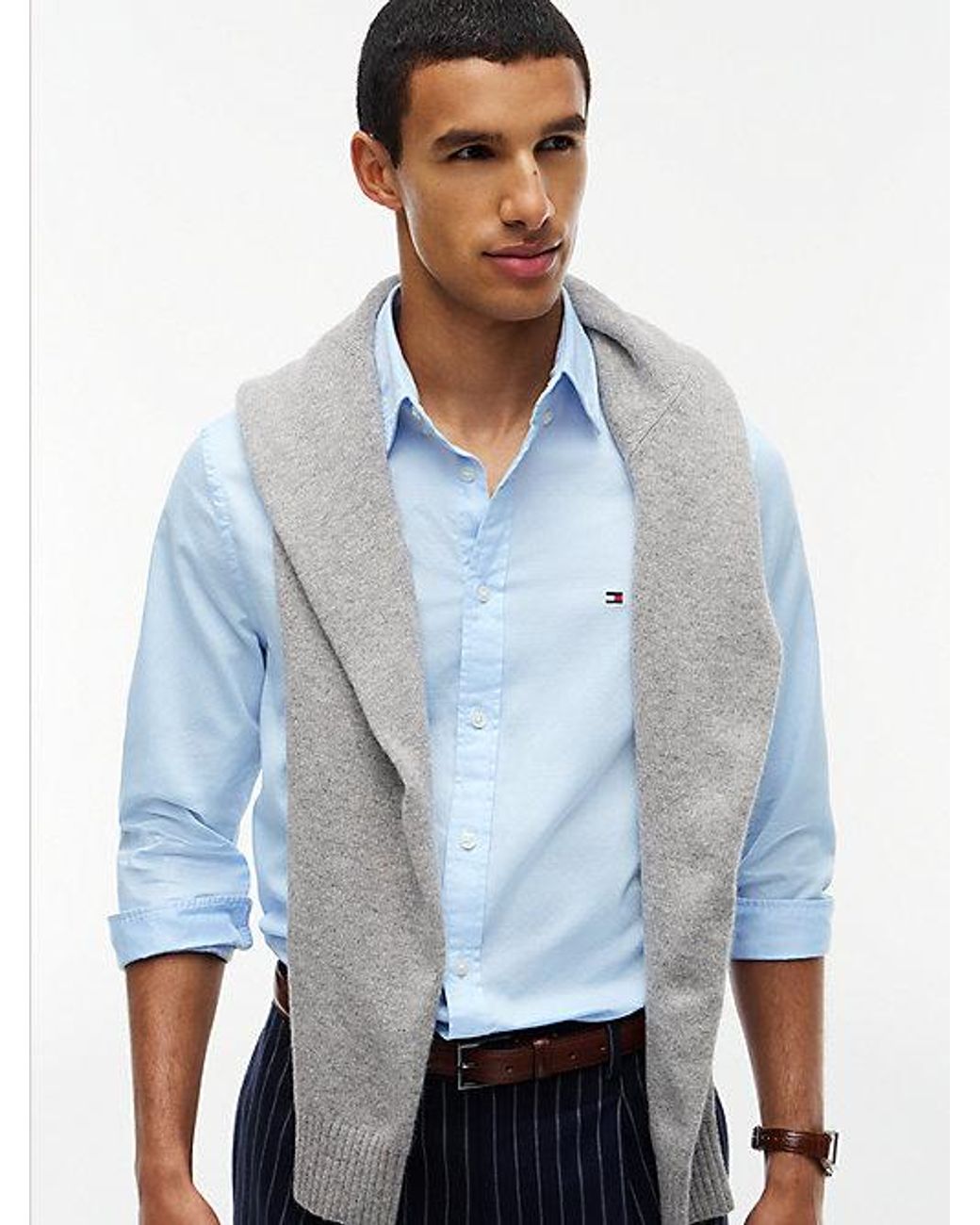 Tommy Hilfiger Blue Th Flex Slim Fit Dobby Shirt for men