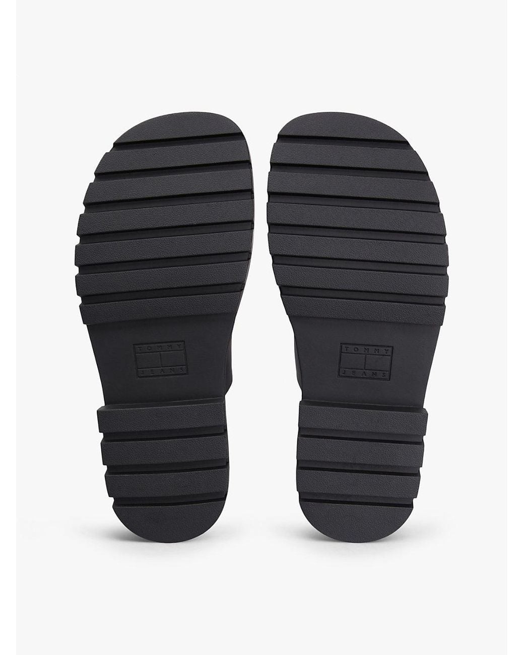 Tommy Hilfiger Black Chunky Cleat Double Buckle Sandals
