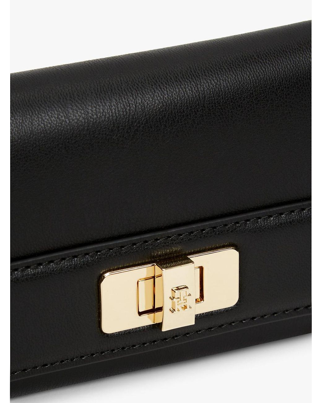 Tommy Hilfiger Black Modern Th Monogram Turn Lock Trifold Wallet