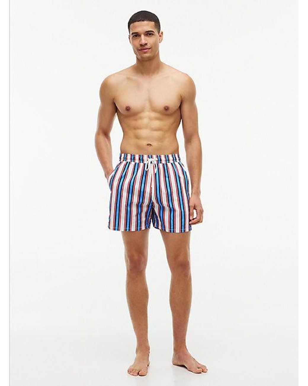 Tommy Hilfiger Blue Essential Print Mid Length Swim Shorts for men