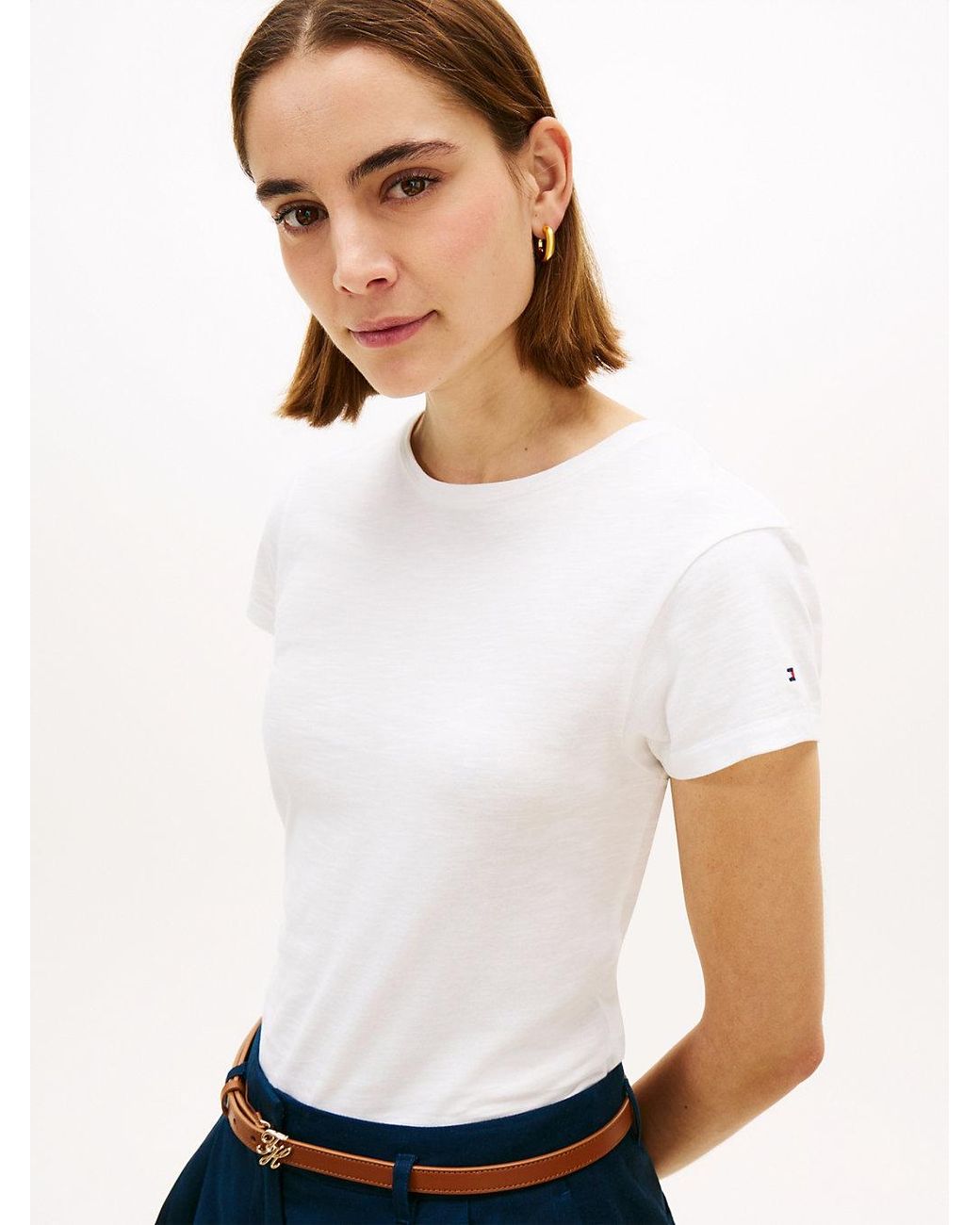 Tommy Hilfiger White Textured Slim T-Shirt