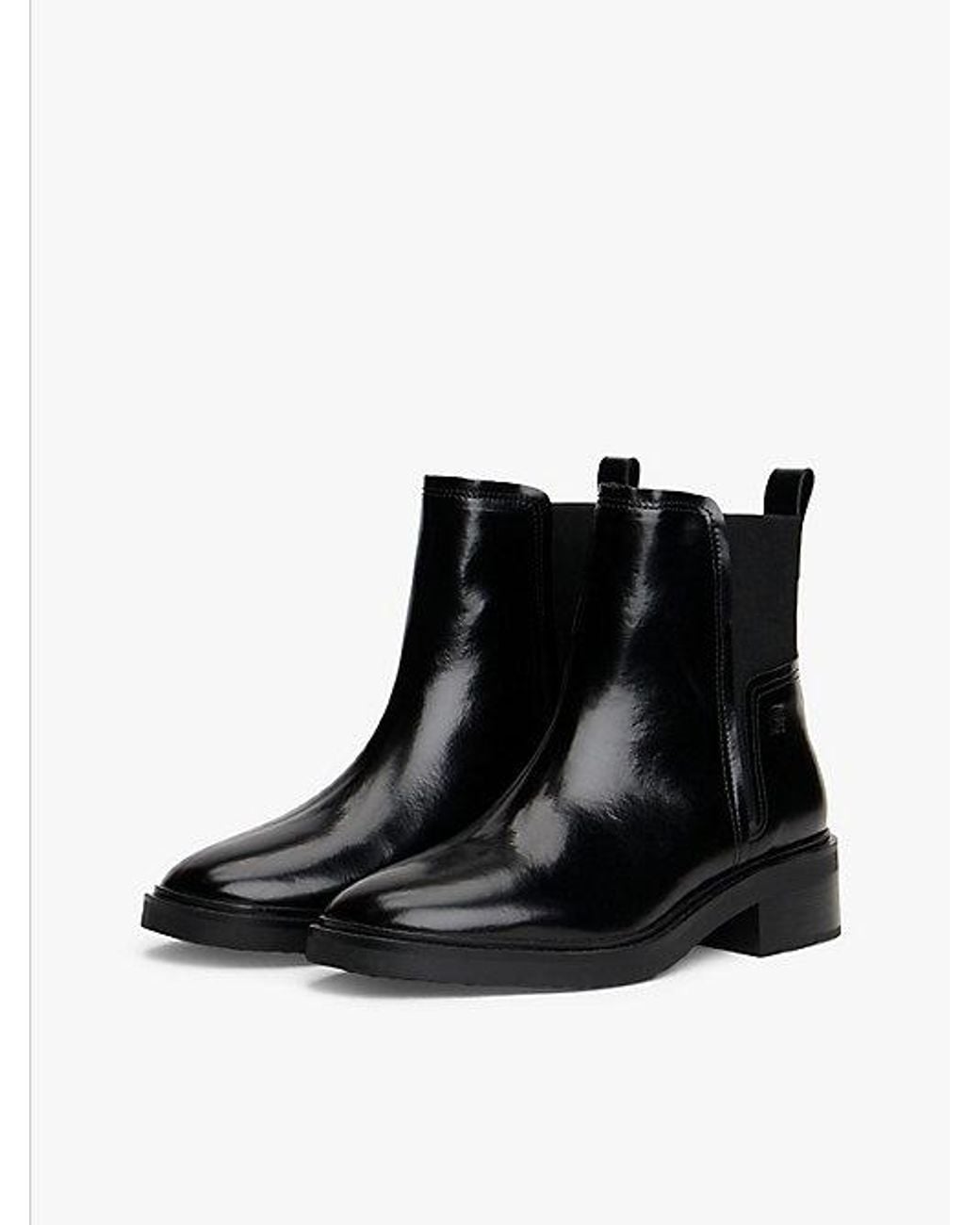 Tommy Hilfiger Black Leather Square Toe Chelsea Boots
