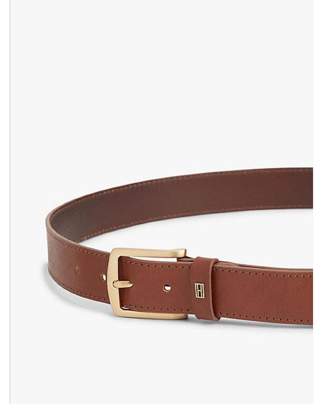 Tommy Hilfiger Leren Riem Met Vierkante Gesp in het Brown voor heren