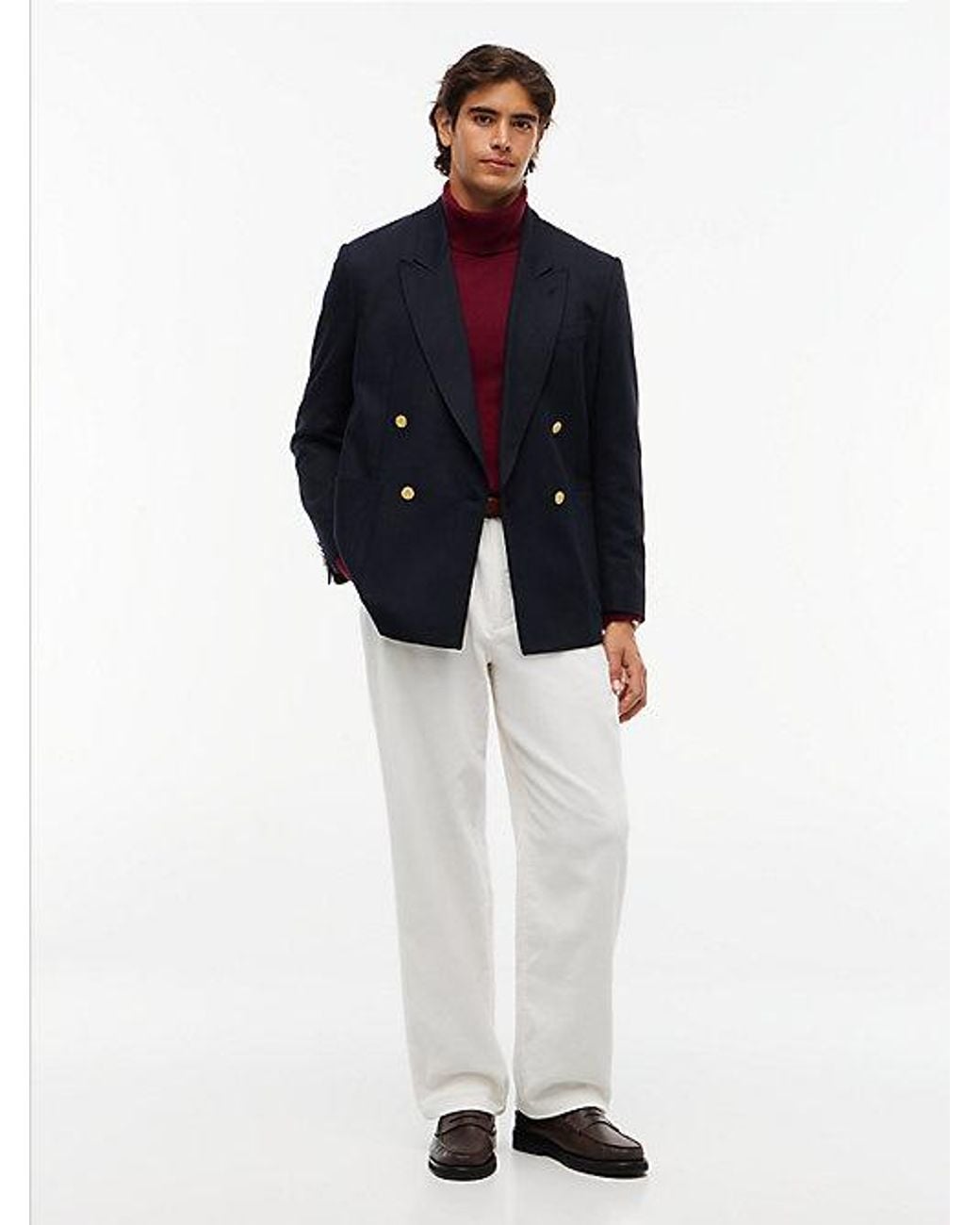 Tommy Hilfiger Blue Brushed Double Breasted Blazer With Wool for men