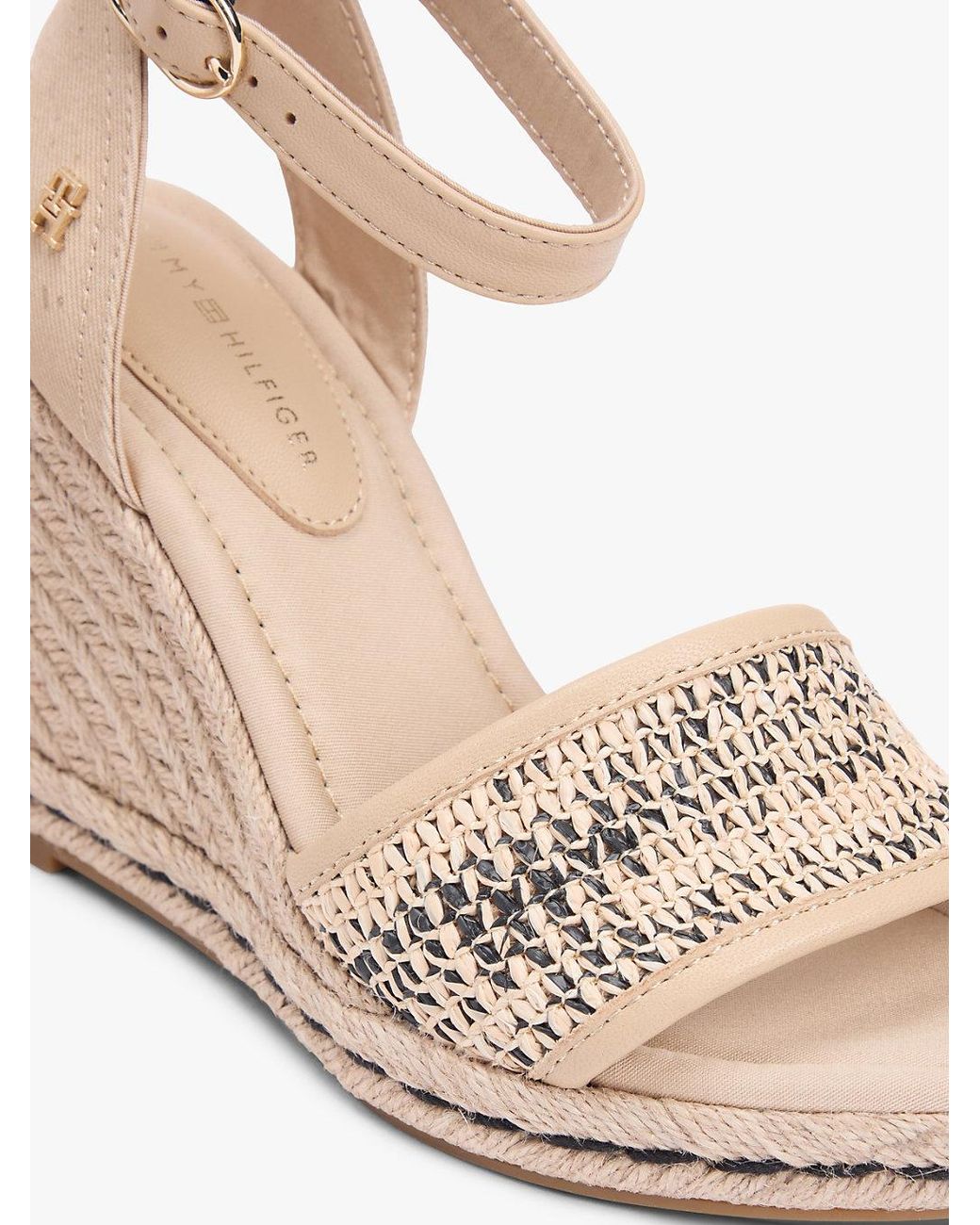 Tommy Hilfiger Natural Raffia Strap High Wedge Espadrilles