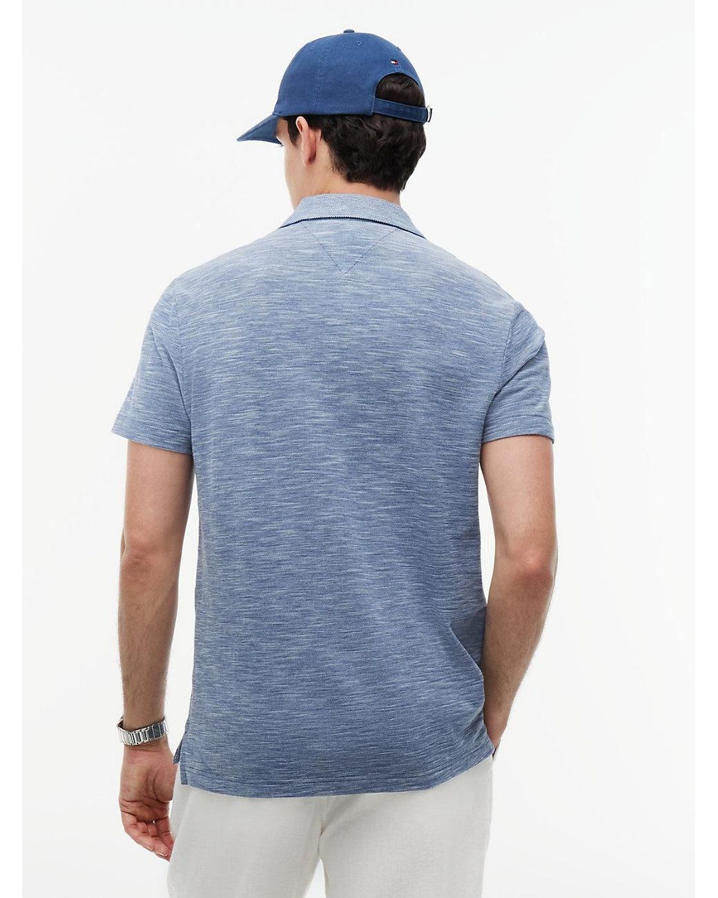 Tommy Hilfiger White Regular Fit Textured Oxford Pique Polo Shirt for men