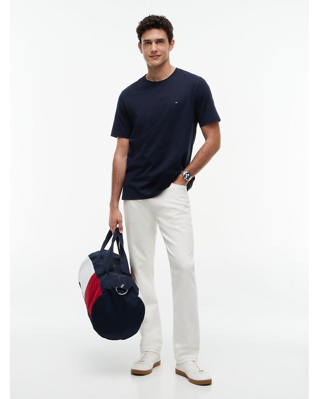 Tommy Hilfiger Blue Flag Embroidery Crew Neck T-shirt for men