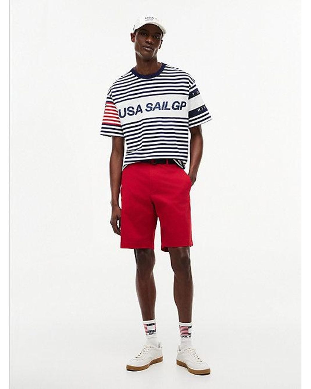 Tommy Hilfiger Red Tommy X U.S. Sail Gp Team Stripe Relaxed T-Shirt