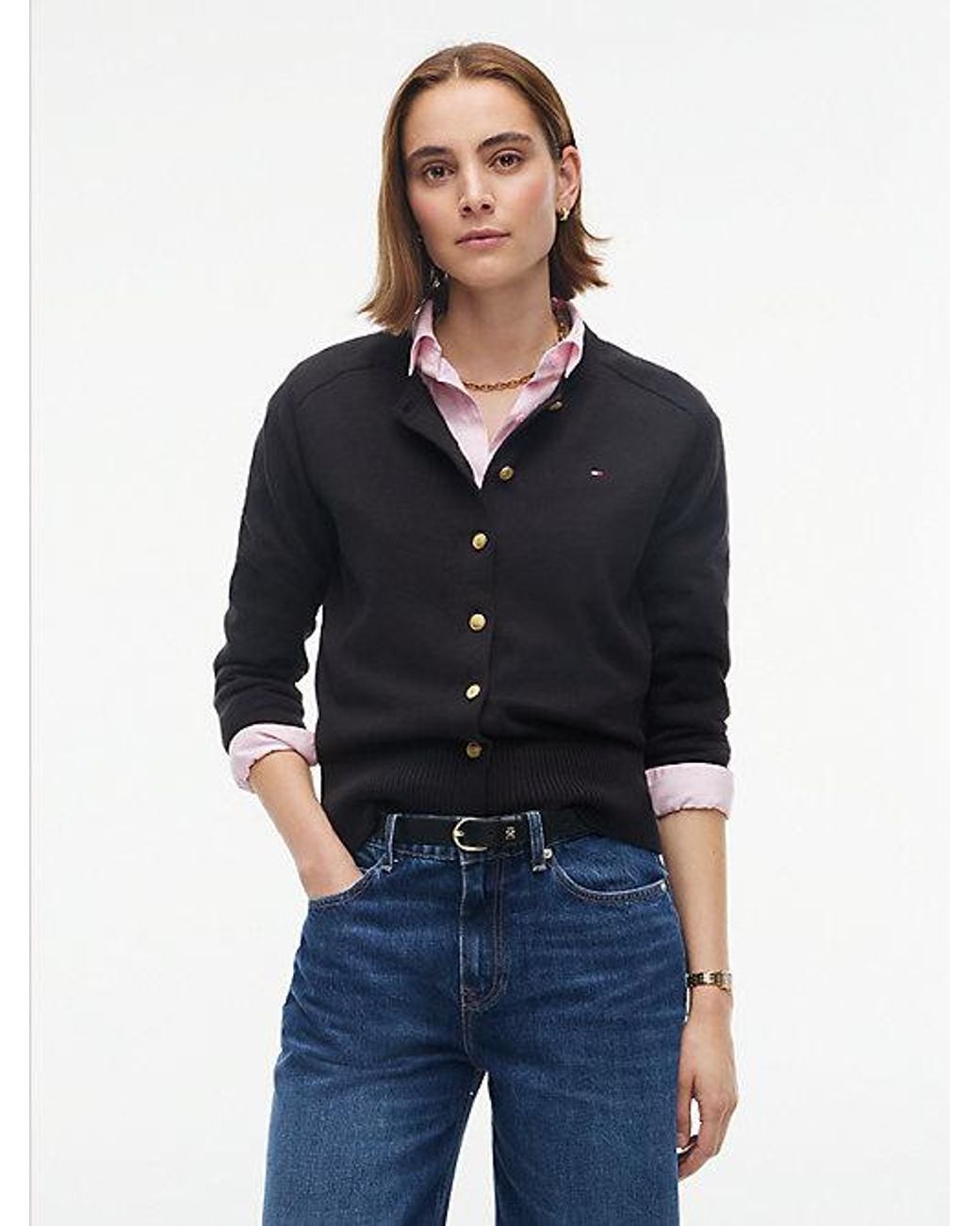 Tommy Hilfiger Blue Slim Tone Button Jersey Cardigan