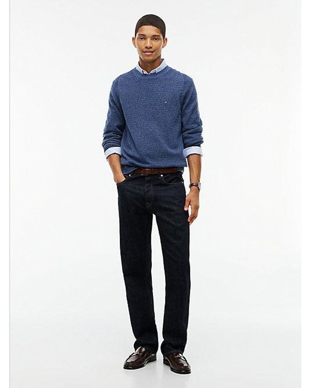 Tommy Hilfiger Blue Pure Lambswool Crew Neck Jumper for men