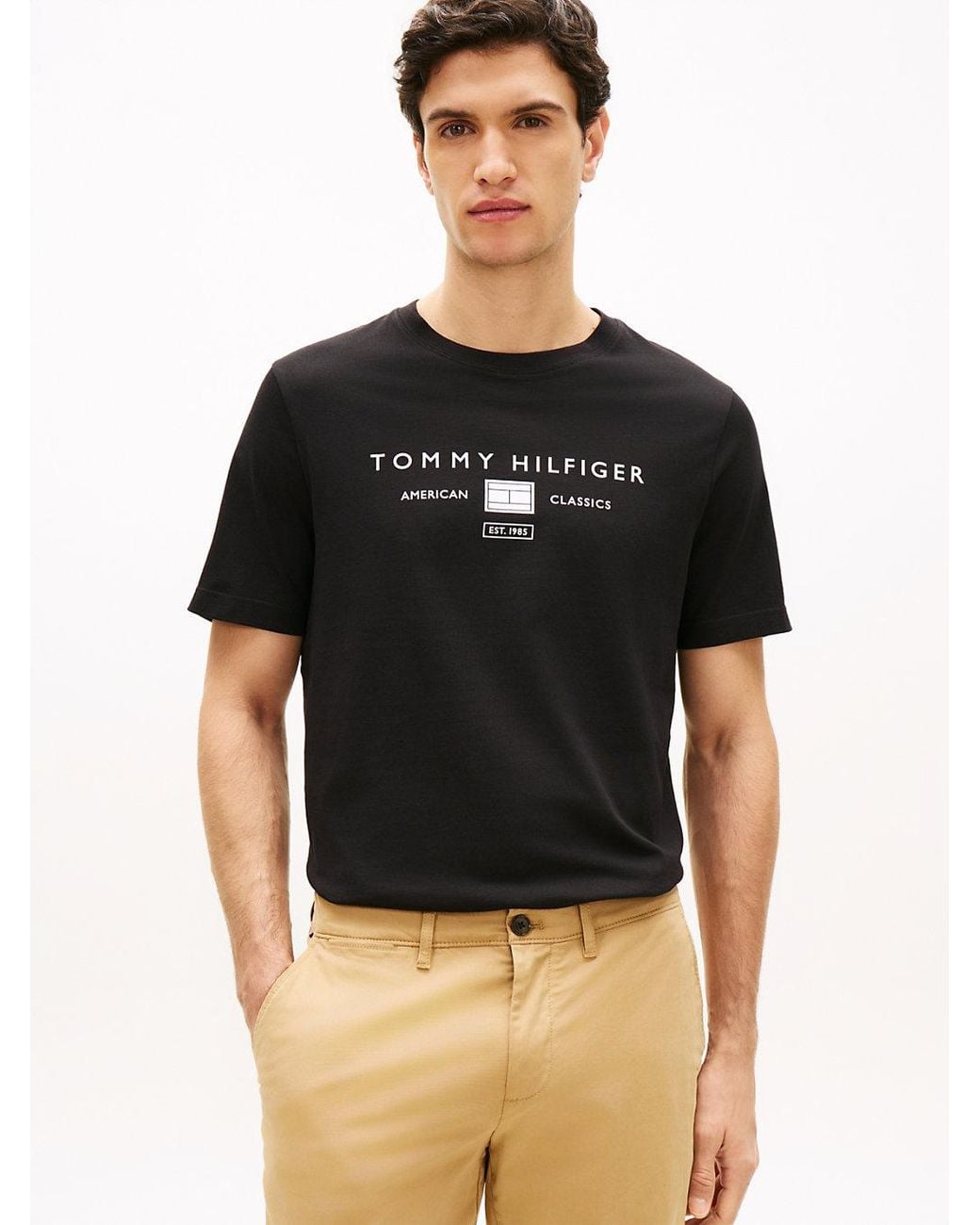 Tommy Hilfiger Black Jersey Logo T-Shirt for men