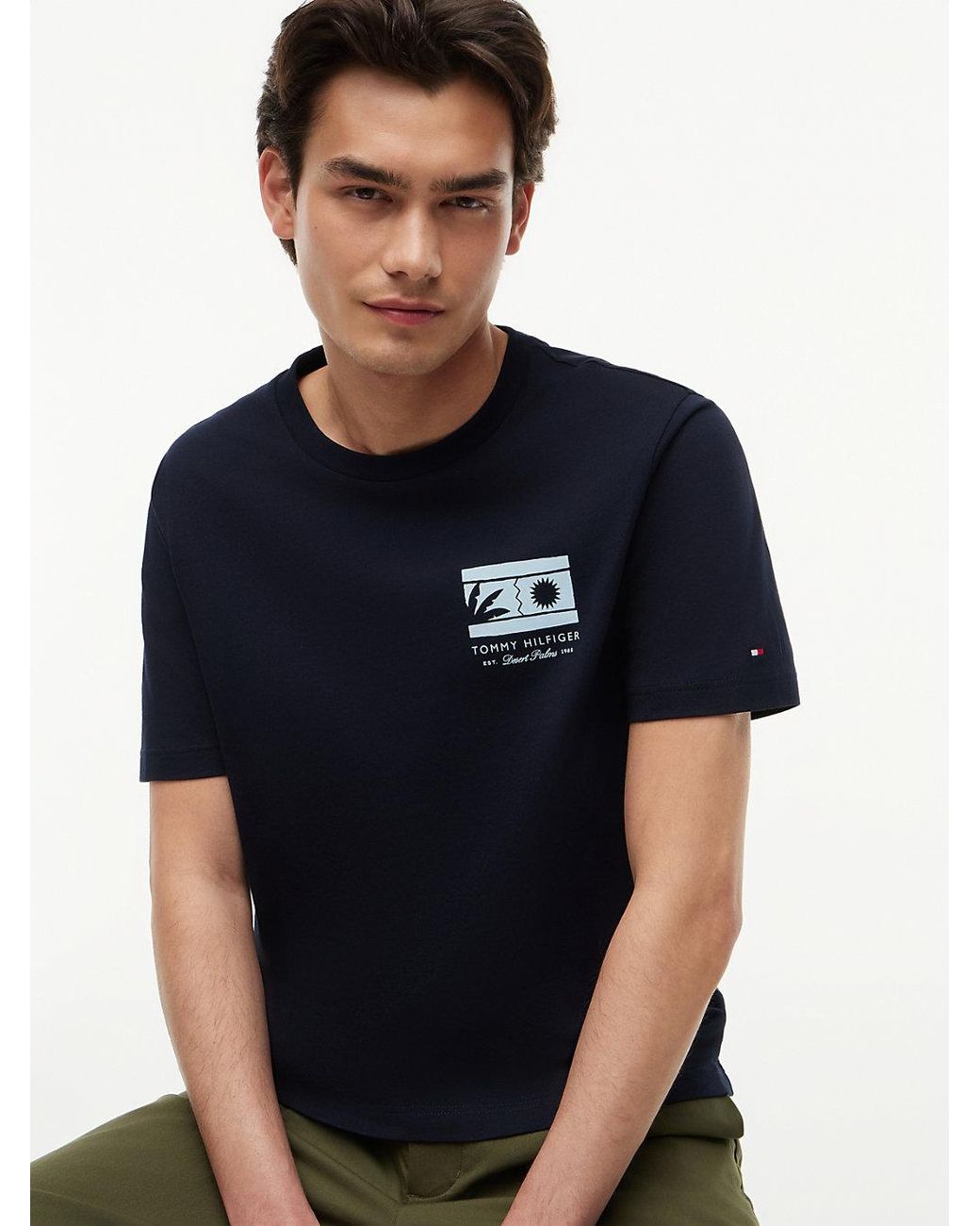 Tommy Hilfiger Blue Logo Graphic Jersey Crew Neck T-Shirt for men