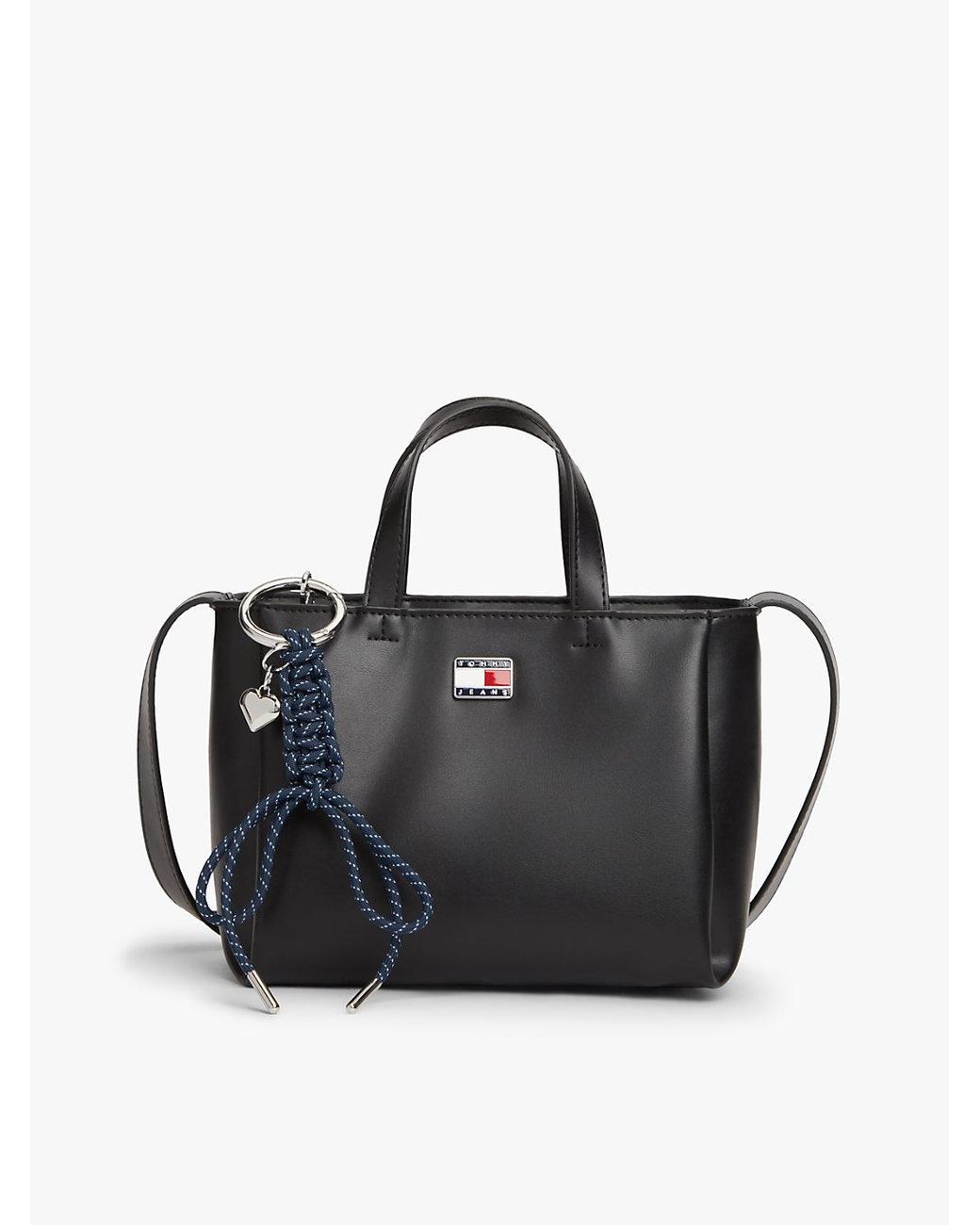Tommy Hilfiger Black Logo Charm Crossbody Tote Bag