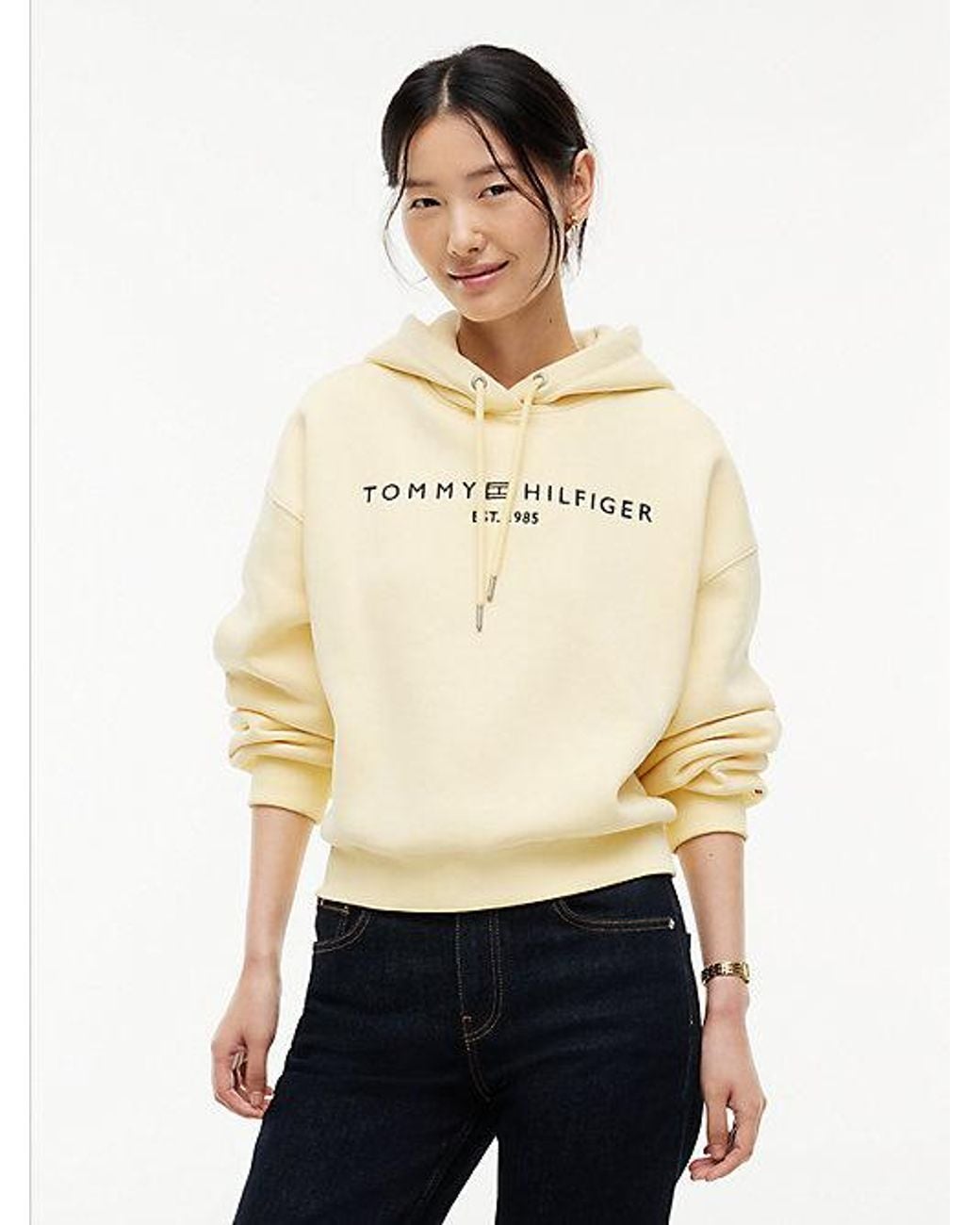 Tommy Hilfiger Natural Logo Fleece Relaxed Drawstring Hoody