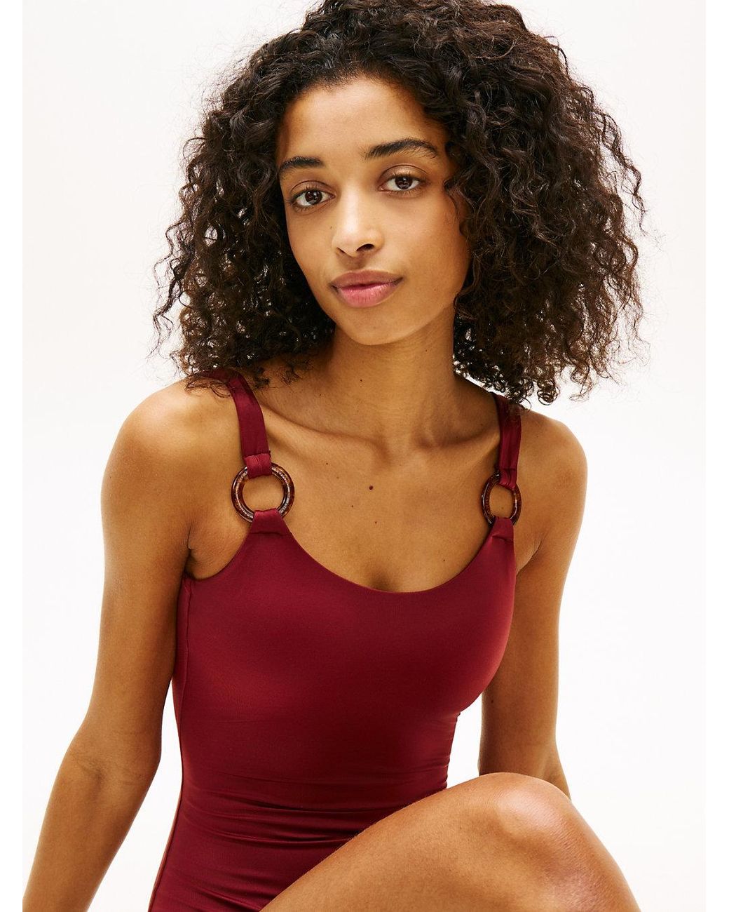 Maillot De Bain Dos Nu À Anneaux Écaille Tommy Hilfiger en coloris Red