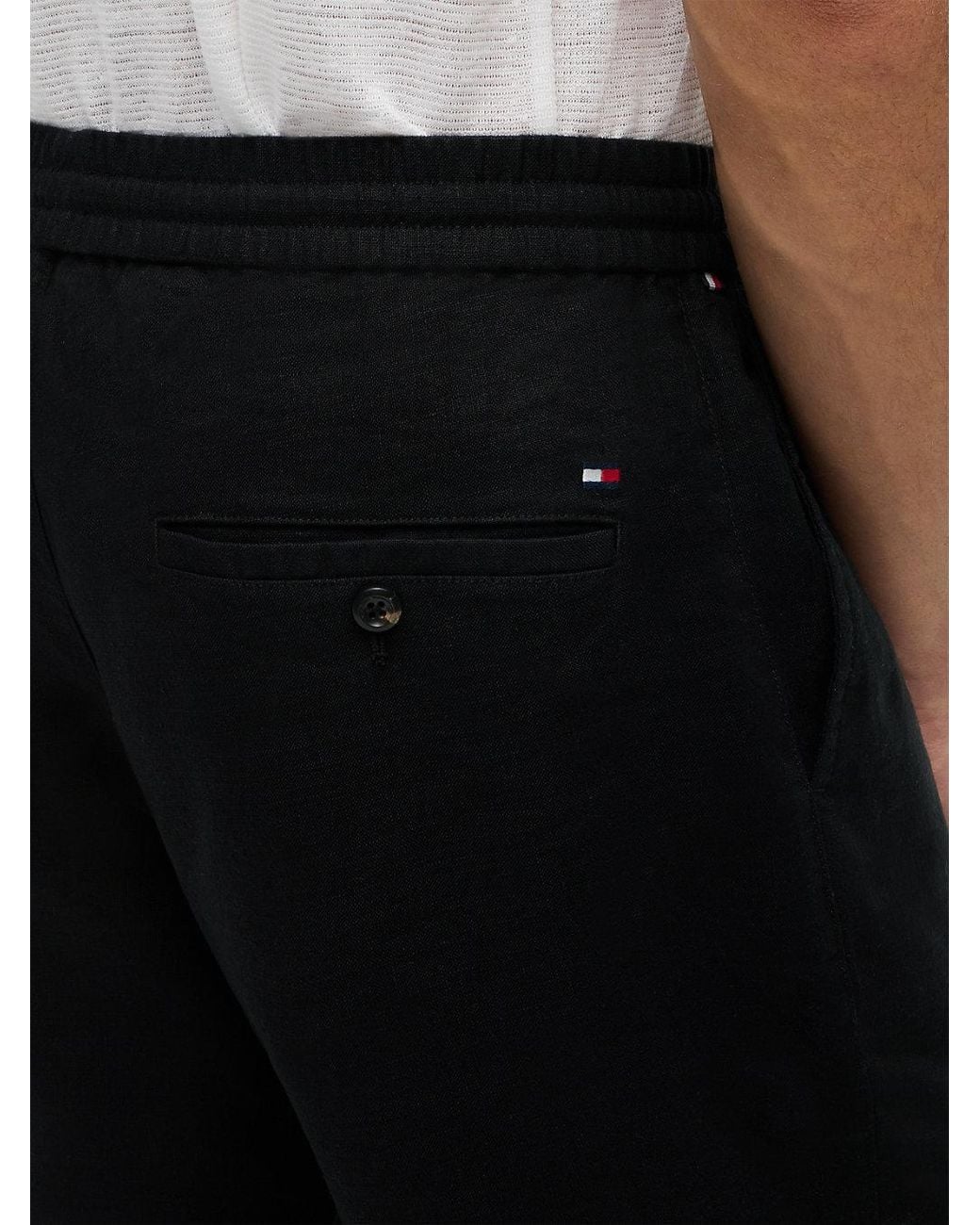 Tommy Hilfiger Black Dover Linen Blend Regular Fit Chino Shorts for men
